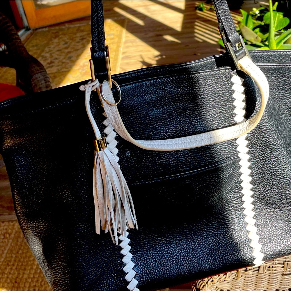 Black and White soft leather Jack Rogers handbag.